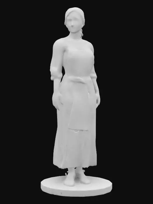 3D model for Medieval, Game of Thrones, Highly Detailed, Ultra Realistic npc female innkeeper on a round base 