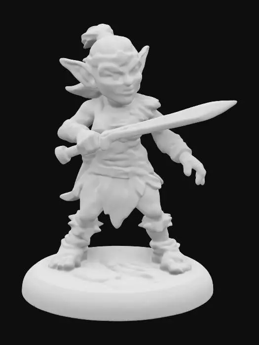 3D model for An extremely detailed female orc molded out of colorful playdough in a attack pose she is swinging a small sword the figure has movement, lots of mismatched colors deeply carved features well lit wearing leather clothing fine detail in the clothing she is set on a round base