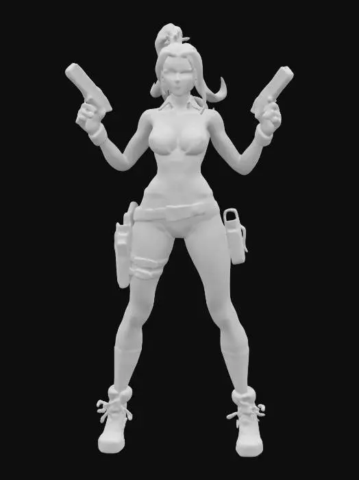 3D model for I want to make an incredibly detailed ladypool extremely detailed extreme quality deep definition in a attack stance holding two pistols, #ChristmasAdventure#