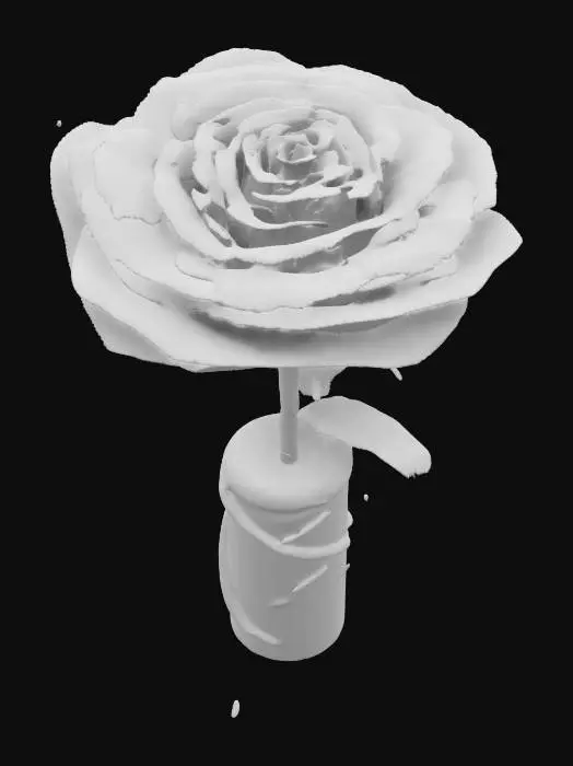 3D model for Highly Detailed, Ultra Realistic, single simple Rose 🌹 in a , Polished, spiral vase 