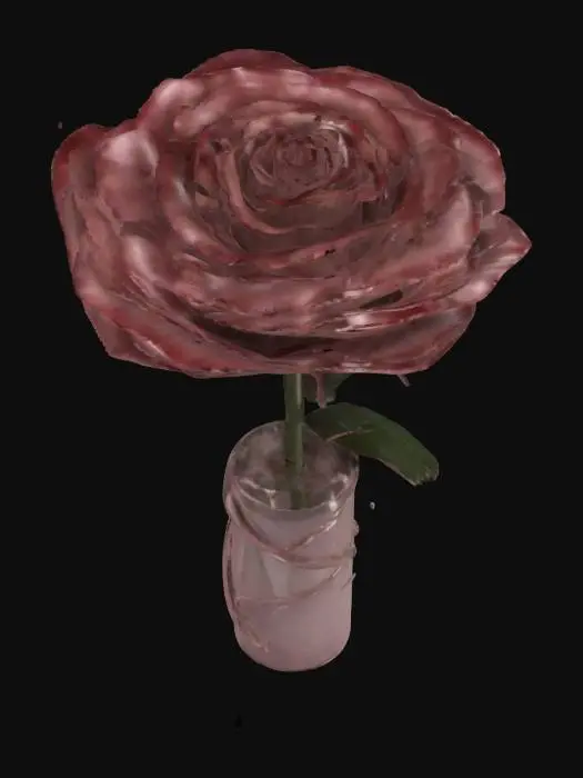 3D model for Highly Detailed, Ultra Realistic, single simple Rose 🌹 in a , Polished, spiral vase 