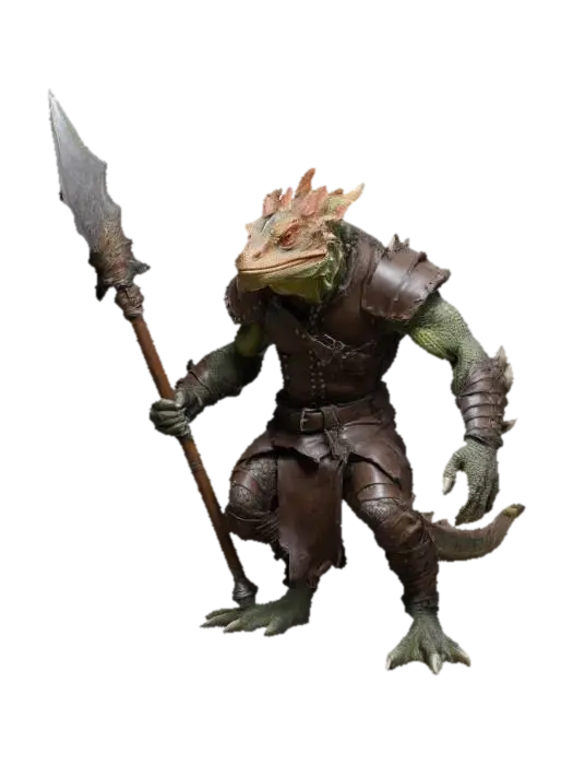 由 3DMinisByChad 制作的 Frilled Lizard Orc Warrior — 使用 Meshy AI 3D 生成器制作，免费下载 FBX OBJ GLB STL