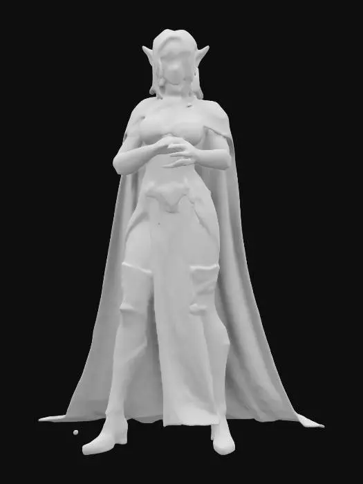 3D model for Highly Detailed, female elf in a proud confident stance with her arms folded, Full Body 