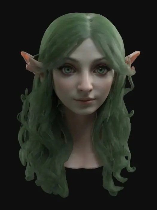 3D model for Beautiful female elf head