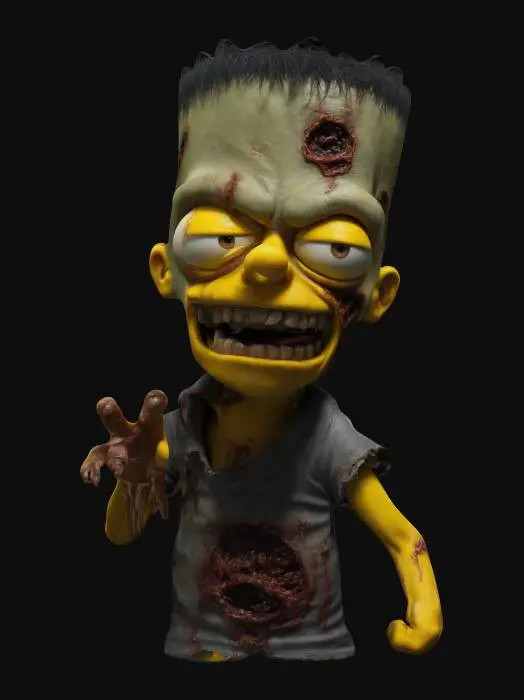3D model for Evil zombie Realistic bart Simpson ultra realistic 
