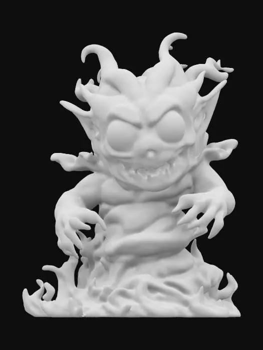 3D model for A swirling tower water demon.  It has translucent shades of blue and white.  It has waves of water extending to resemble hands.  It has a menacing expression.  Large deep cut eyes. Highly stylized. Deeply carved detail. Highly Detailed. Ultra Realistic. Well-lit.