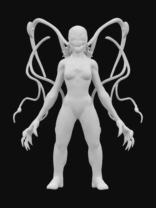 3D model for Highly Detailed,  beautiful female venom  A-pose, full body  
