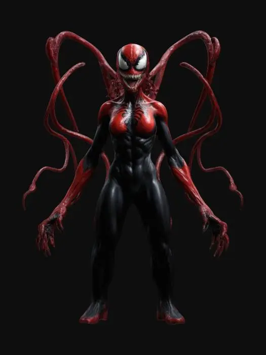 3D model for Highly Detailed,  beautiful female venom  A-pose, full body  
