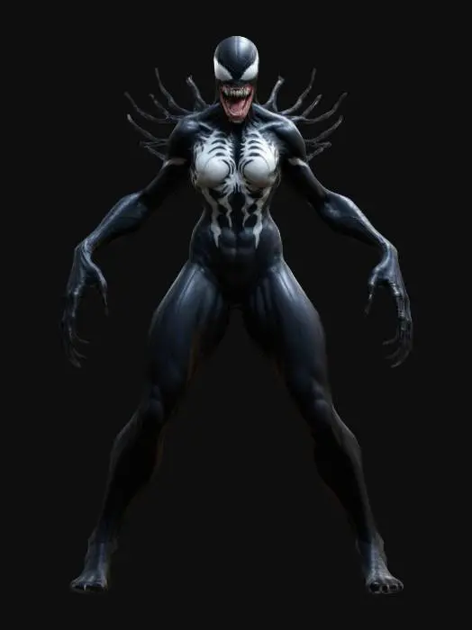 3D model for Highly Detailed, high poly 4k beautiful female venom A-pose, full body, easy printable   
