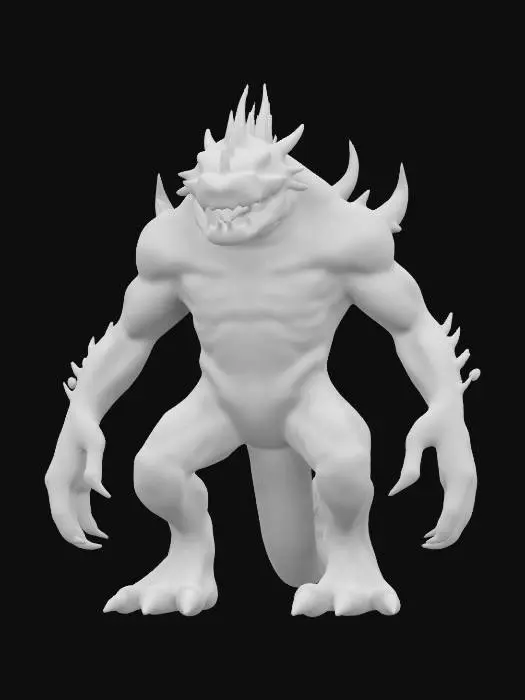 3D model for Humanoid dragon monster hunched over in a attack position mouth open highly detailed ultra realistic