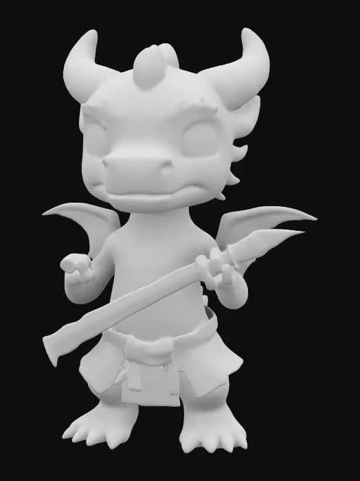 3D model for Cute anime dragonborn highly detailed easily 3D printed game ready