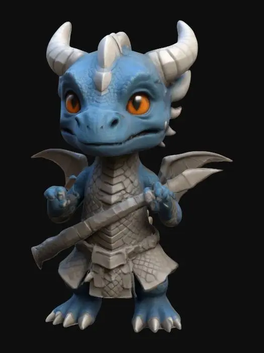 3D model for Cute anime dragonborn highly detailed easily 3D printed game ready