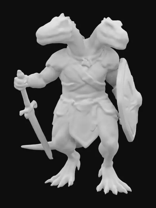 3D model for Highly detailed velociraptor warrior medieval and leather armor carrying a small sword and shield  