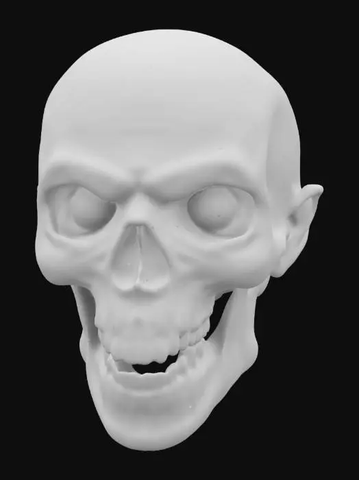 3D model for Medium poly zombie rotting head mouth open 