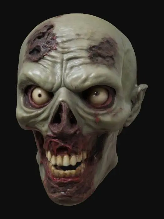 3D model for Medium poly zombie rotting head mouth open 