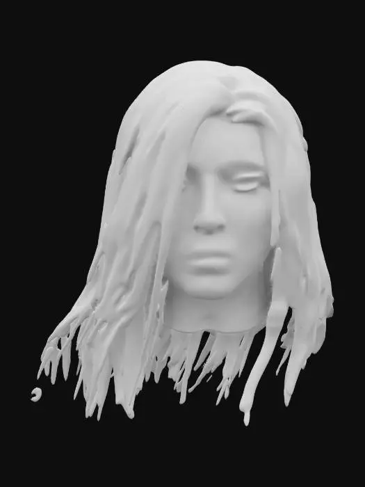 3D model for A highly detailed female barbarian warrior head long hair with a scar on het face