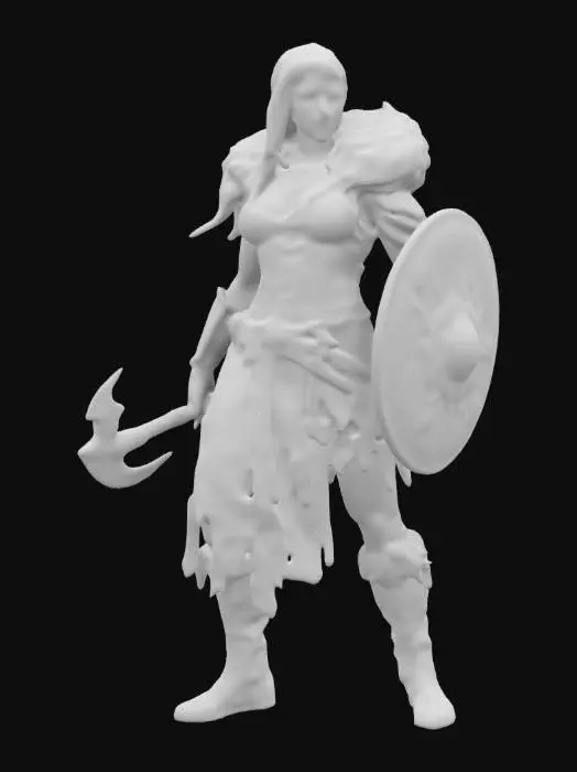 3D model for Beautiful female barbarian full body 