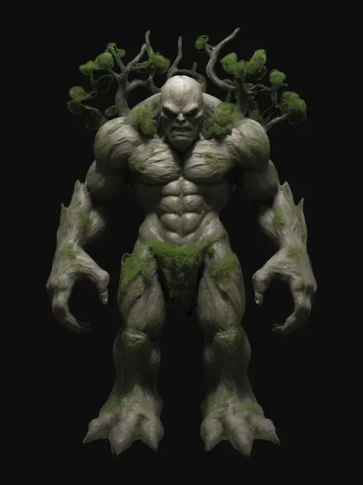 3D model for A forest golem huge muscular and menacing

   