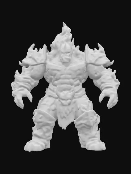 3D model for A fire golem huge muscular and menacing flames on its entire body 

   