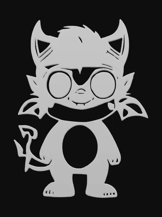 3D model for Stencil cut out cute demon wall art