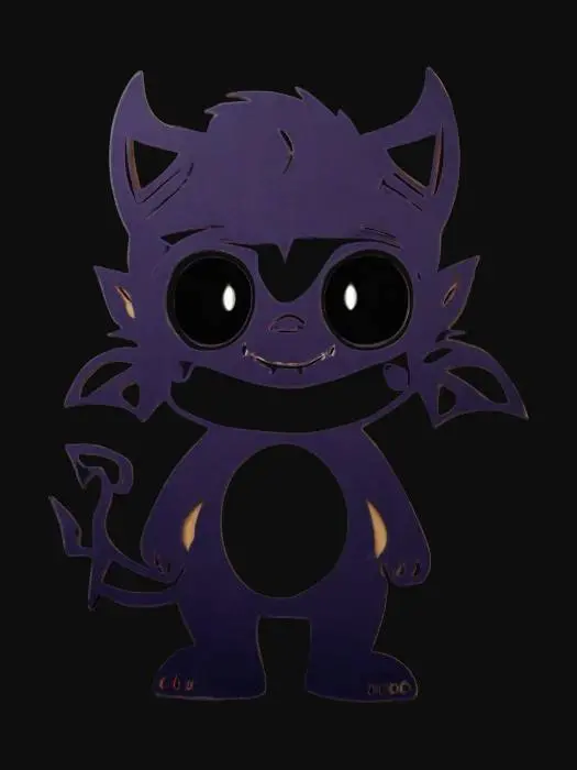 3D model for Stencil cut out cute demon wall art