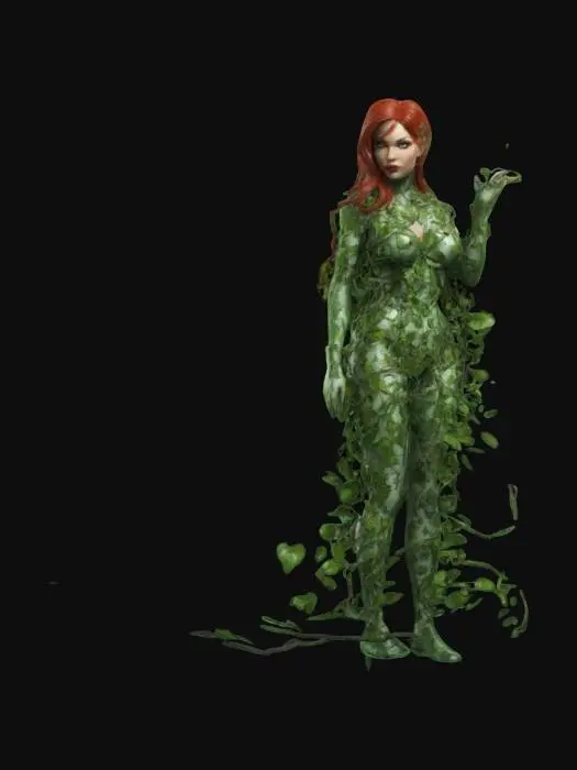 3D model for Extremely detailed beautiful poison ivy DC Comics character full body, covered in green vines , #women#