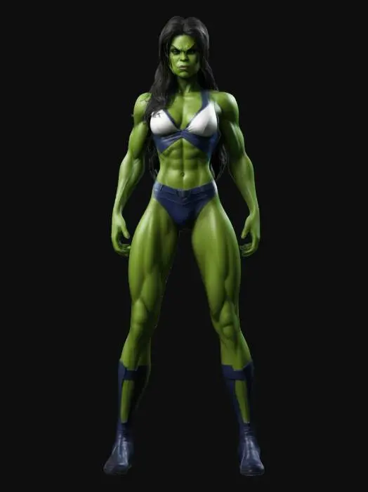 3D model for Highly Detailed, Ultra Realistic, Polished she-hulk , #women#, A-pose