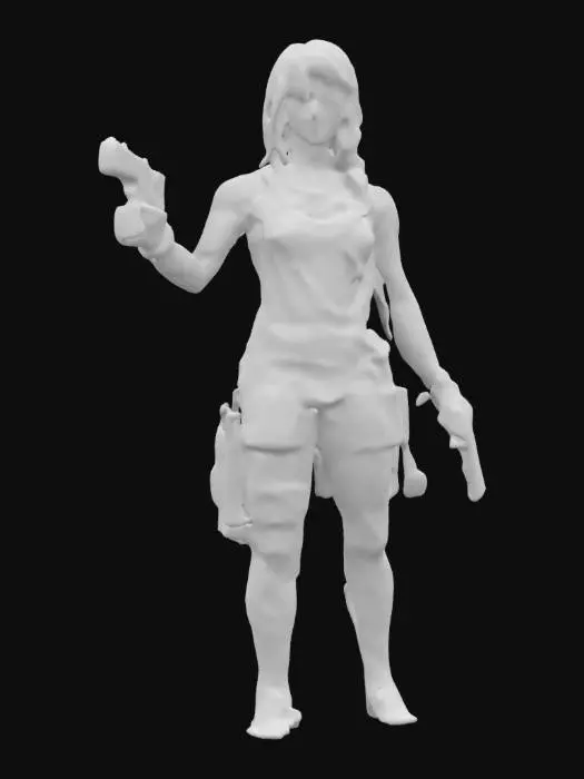 3D model for Extremely detailed Lara Croft PlayStation 2 version in a dirty white tank top and cargo shorts , #women#