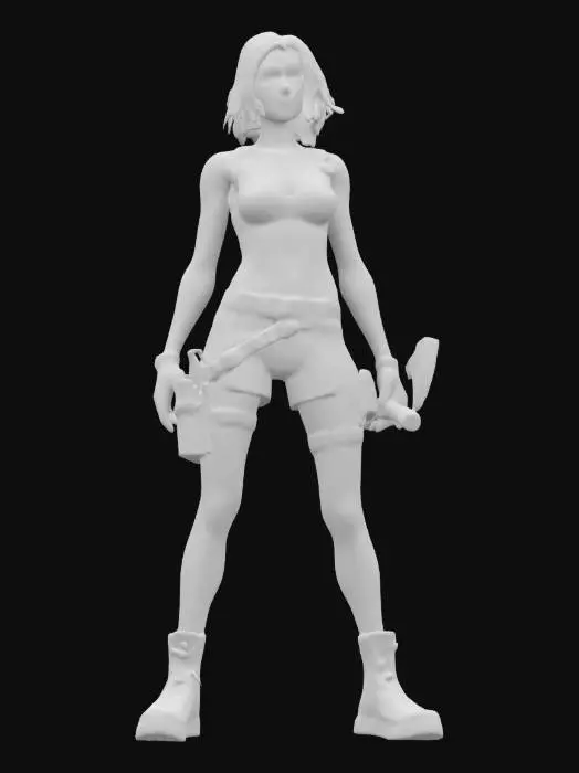 3D model for Extremely detailed Lara Croft PlayStation 2 version in a dirty white tank top and cargo shorts , #women#