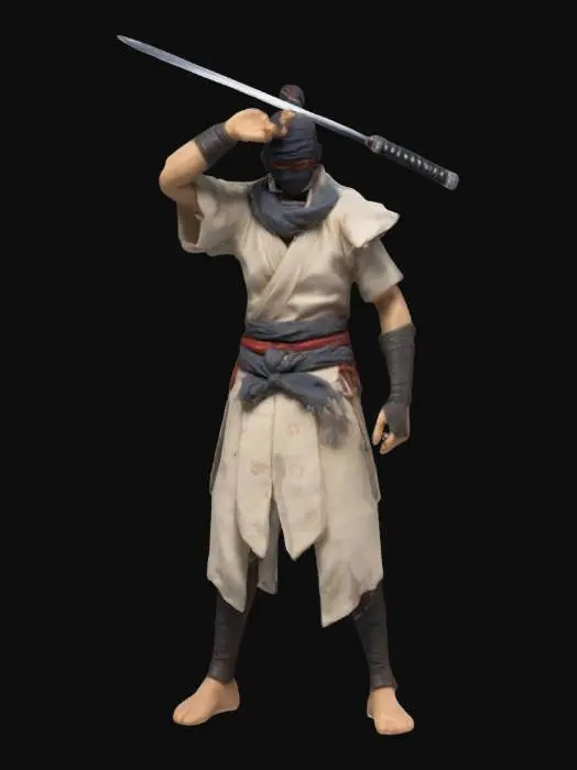 3D model for kenshi  takahashi bandana covering his eyes with his hand to his head and sword floating , #game figure#