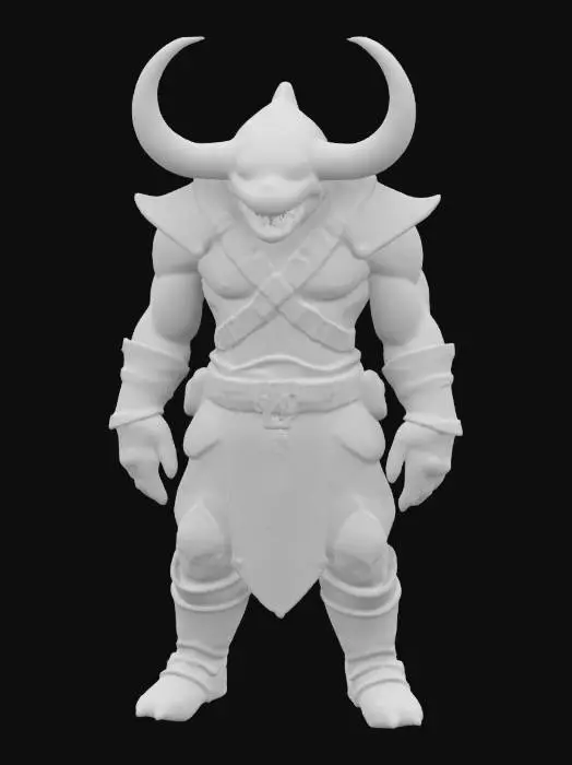 3D model for extremely detailed hammerhead shark orc bodied warrior in a crouched position he is in leather clothing deeply detailed  #game figure#