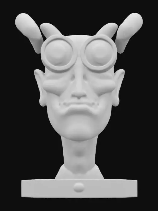 3D model for This model has grotesque caricatures,  A Ed "big daddy" Roth style, cyclops with bright colors standing on a hexagon base ,