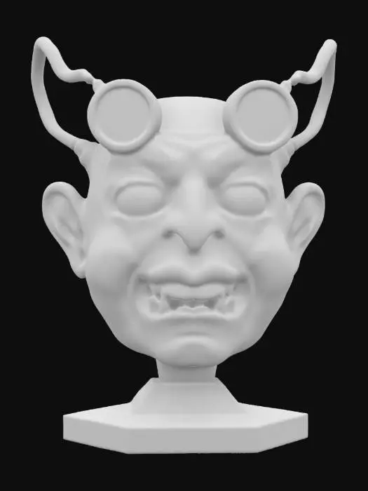 3D model for This model has grotesque caricatures,  A Ed "big daddy" Roth style, cyclops with bright colors standing on a hexagon base ,