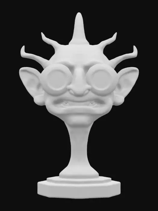 3D model for This model has grotesque caricatures,  A Ed "big daddy" Roth style, cyclops with bright colors standing on a hexagon base ,