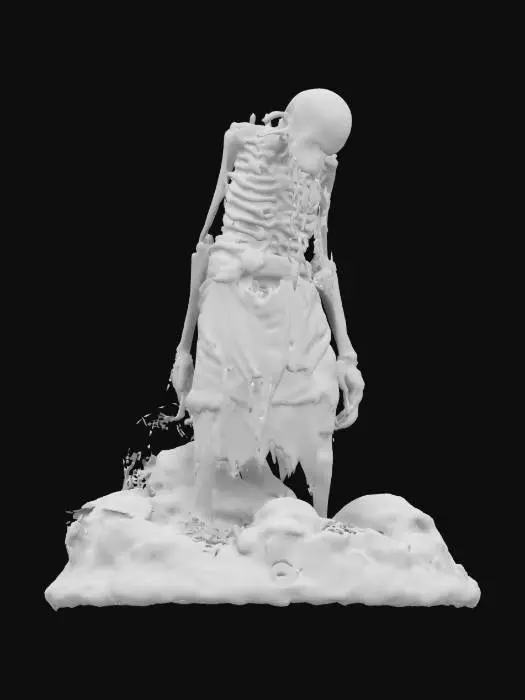 3D model for Swamp zombie realistic with a hunched back with moss and vines hanging from his arms