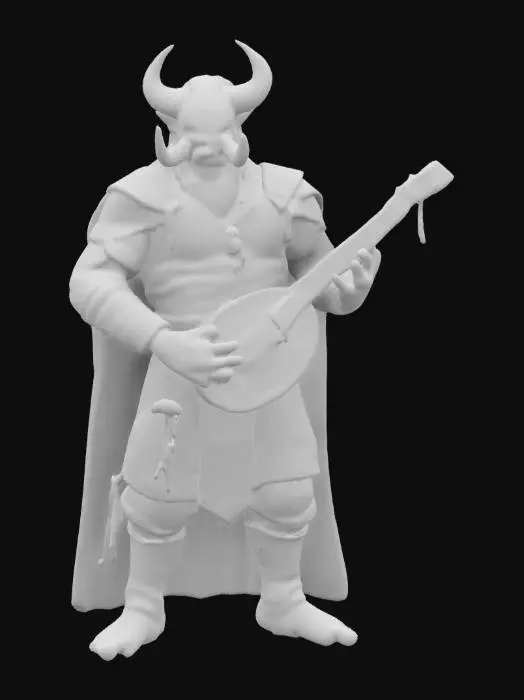 3D model for A highly detailed ultra-realistic orc bard playing a tiny little lute and singing 