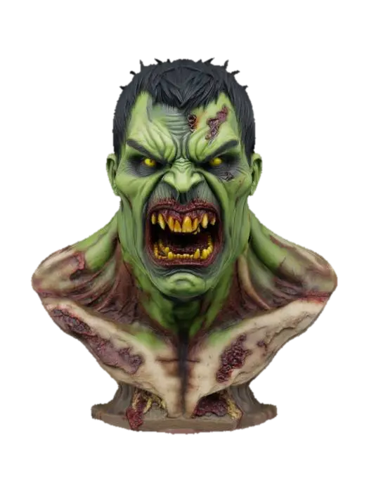 zombie hulk, Highly Detailed, Ultra Realistic, Bust 3D model, vytvořený pomocí AI