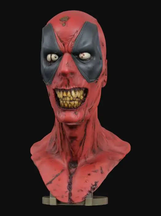 3D model for zombie deadpool , Highly Detailed, Ultra Realistic, Bust