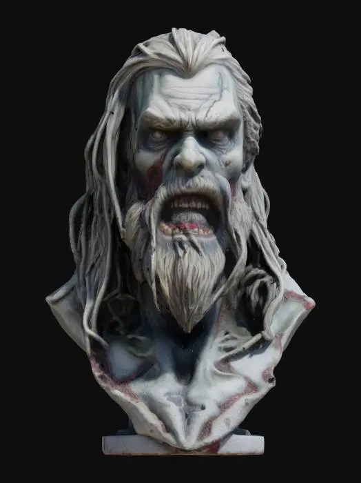 3D model for zombie thor, Highly Detailed, Ultra Realistic, Bust