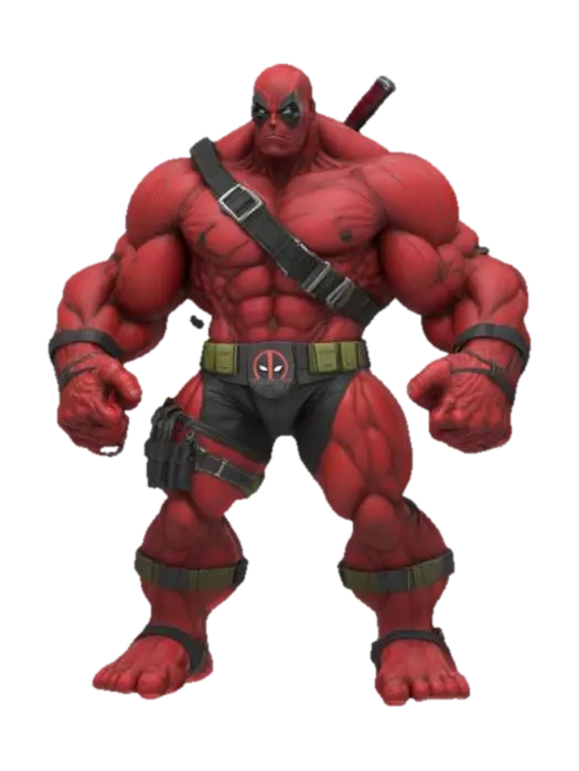 I want to create hulk-pool, a mixture of Deadpool and hulk The object is a… - Actionfigure 3D model, vytvořený pomocí AI