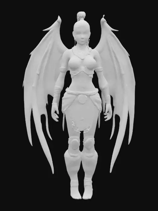 3D model for beautiful female barbarian , #fairy#,  she has dragon wings,  blond hair up in a top pony tail , #fairy#, #fairy#, #fairy#