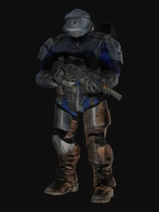 3D model for highly detailed halo master chief  standing in an action pose holding his gun out 