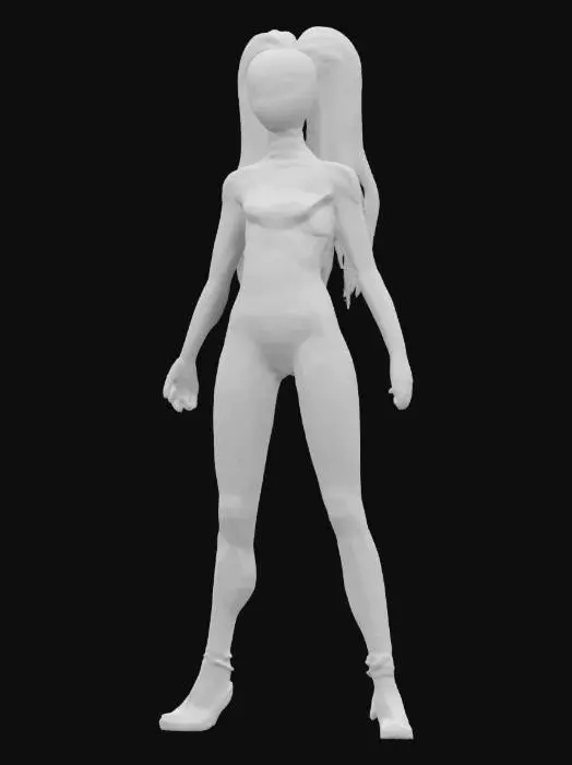 3D model for A 3D model of a spider Gwen she is a  slim, tall female character in her early 20s, standing in a A-pose. She has long blond hair, pulled back in a ponytail natural skin tone, and subtle makeup. Dressed in a fitted perfect white spiderman spider Gwen costume, with realistic human anatomy. Includes PBR textures, detailed hair, realistic skin, her eyes are covered with a small mask, shadows, and soft lighting. Optimized for high-quality 3D printing.
