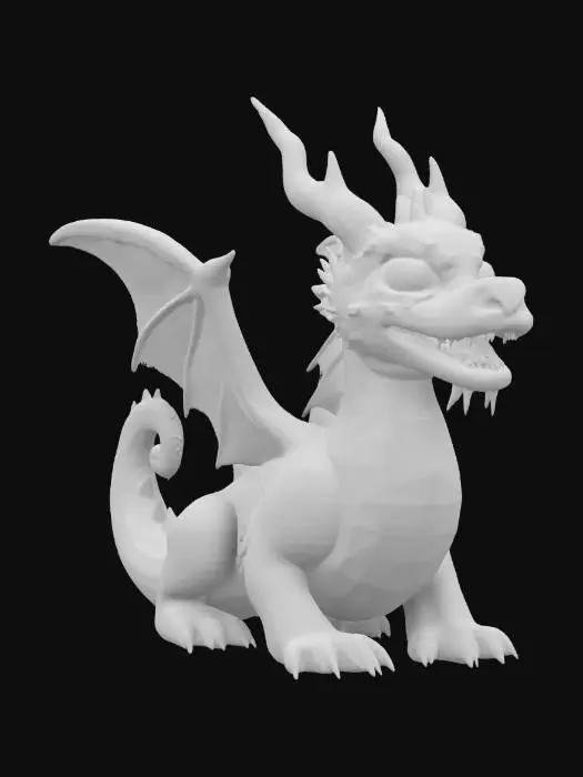 3D model for wooden dragon old weathered texture, cracks, knots, and carved  