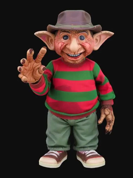 3D model for Freddy Krueger in a garbage Pail cabbage patch kids style