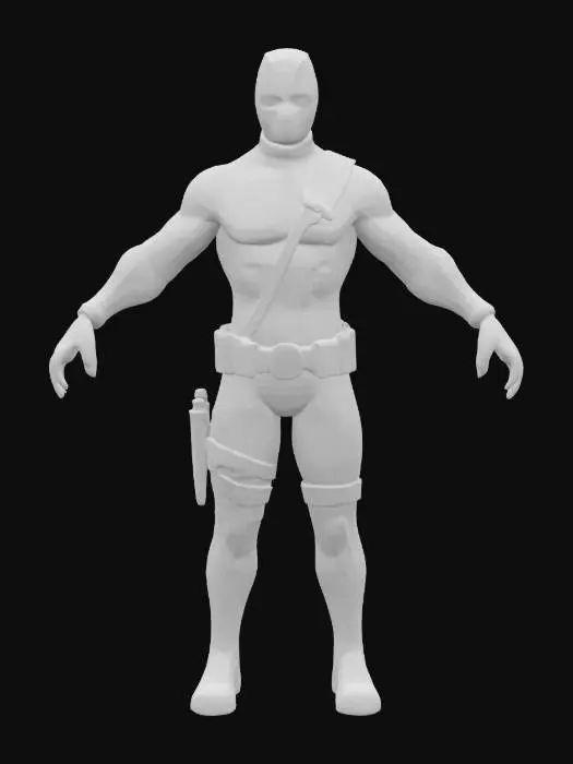 3D model for Highly detailed Deadpool waist up only, Symmetrical Body, T-pose, Highly Detailed, Ultra Realistic