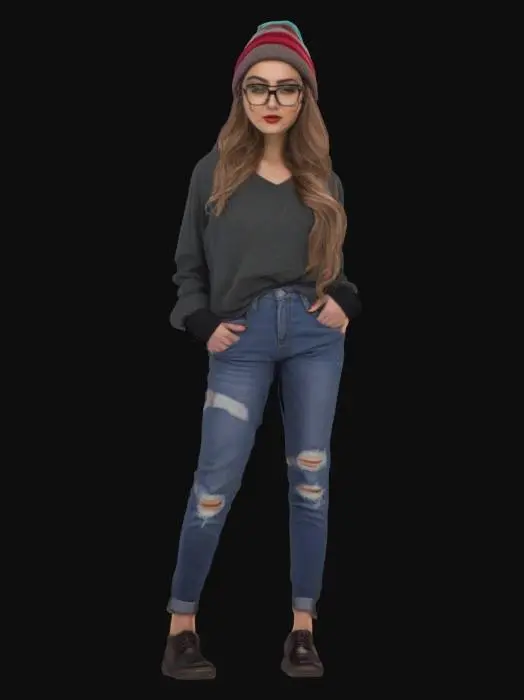 3D model for square frame hipster woman glasses 