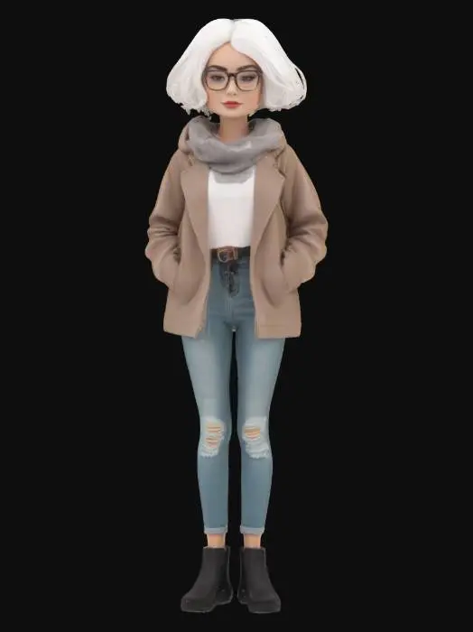 3D model for square frame hipster woman glasses 