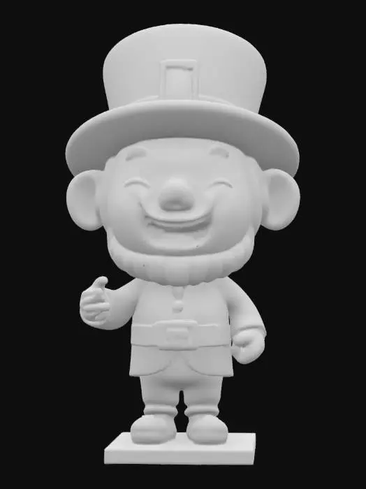 3D model for [Ireland] A solid gold leprechaun (chibi style) figurine on a square base, #AroundTheWorld#,    