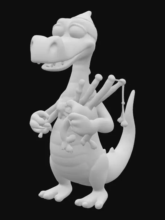 3D model for [Scotland] loch nis monster cartoon like bright colors playing bagpipes, #AroundTheWorld#